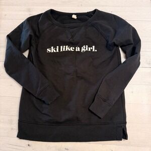 heyday Black 'ski like a girl.' Crewneck Sweatshirt